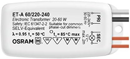 OSRAM ET-A60 ELECTRONIC TRANSFORMER - Reliable electronic transformer with stable voltage output, designed for halogen lamp operation, compact design fit for various lighting installations and energy efficient